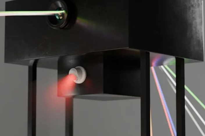 Le boîtier des lasers et ses faisceaux