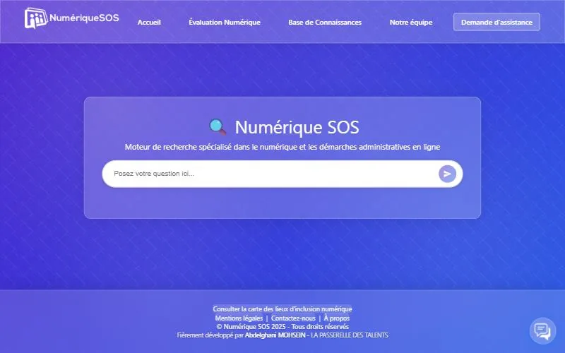 Capture d'écran : Numérique SOS